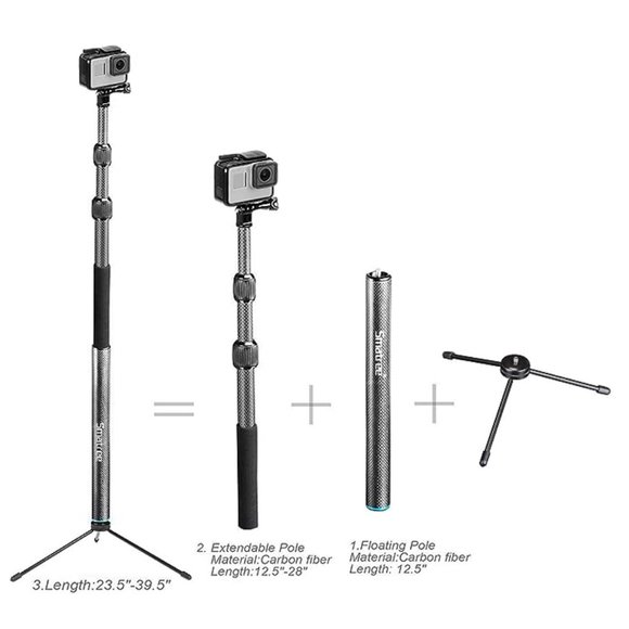 Smatree S3C Carbon Fiber Detachable Extendable Floating Pole for GoPro Hero *NEW - Picture 7 of 9